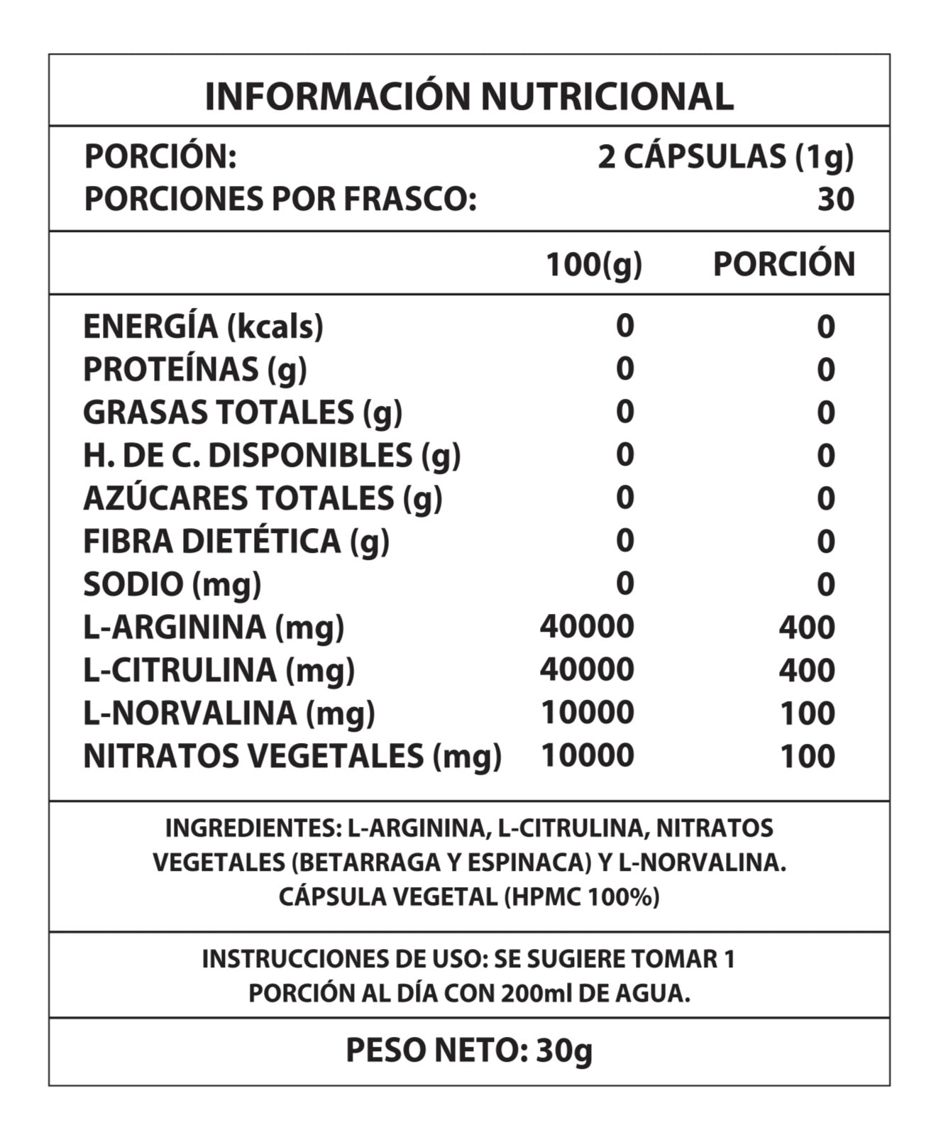 OXIDO NITRICO 1000MG 60 CÁPSULAS
